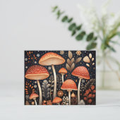 Boho Woodland-Pilzmuster Postkarte (Stehend Vorderseite)