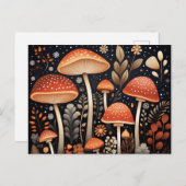 Boho Woodland-Pilzmuster Postkarte (Vorne/Hinten)