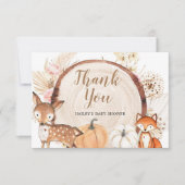 Boho Woodland Pumpkin Baby Dusche Danke Karte (Vorderseite)