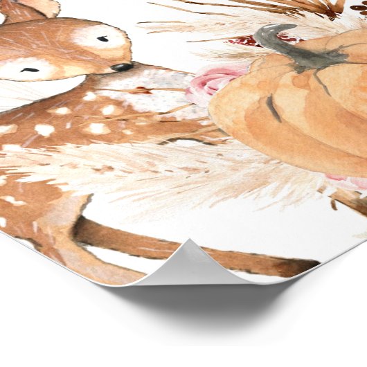 Boho Woodland Pumpkin Baby Duschkabine Gastgeschen Poster (Ecke)