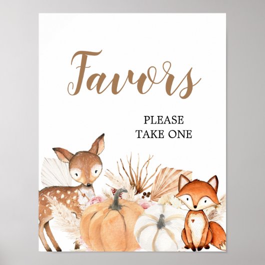 Boho Woodland Pumpkin Baby Duschkabine Gastgeschen Poster (Vorne)