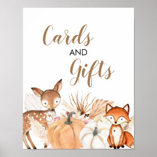 Boho Woodland Pumpkin Baby Duschkarten & Geschenke Poster
