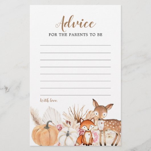 Boho Woodland Pumpkin Baby Showcard (Vorderseite)