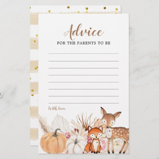Boho Woodland Pumpkin Baby Showcard (Vorne/Hinten)