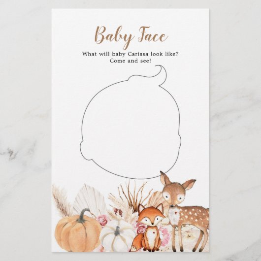 Boho Woodland Pumpkin Baby Shower Baby Face (Vorderseite)
