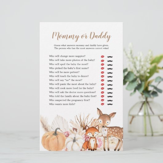 Boho Woodland Pumpkin Mommy oder Daddy Games (Stehend Vorderseite)