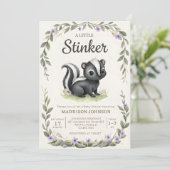 boho woodland Stinker greenery baby shower Einladung (Stehend Vorderseite)