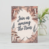 Boho Woodland Wedding Card mit Pilzen & Filmen Einladung (Stehend Vorderseite)