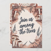 Boho Woodland Wedding Card mit Pilzen & Filmen Einladung (Vorne/Hinten)