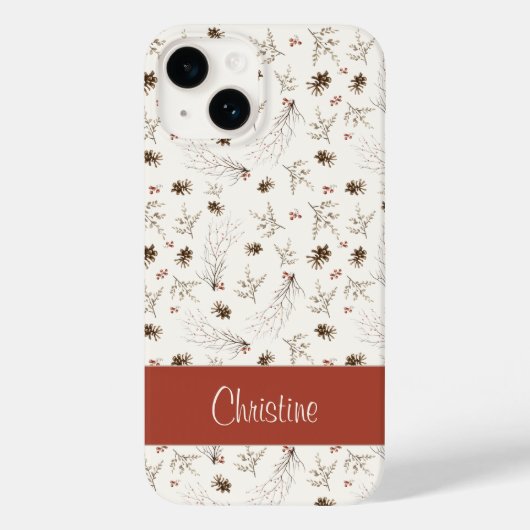 Boho Woodland Winterberry Pattern Case-Mate iPhone Hülle (Rückseite)