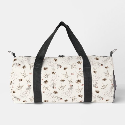 Boho Woodland Winterberry Pattern Duffle Bag (Vorderseite)