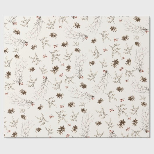 Boho Woodland Winterberry Pattern Geschenkpapier (Flach)