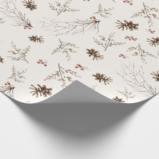 Boho Woodland Winterberry Pattern Geschenkpapier (Ecke)