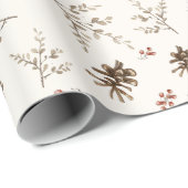 Boho Woodland Winterberry Pattern Geschenkpapier (Rolleneckpunkt)