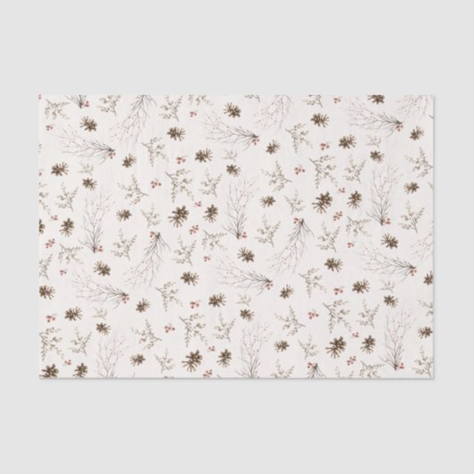 Boho Woodland Winterberry Pattern Seidenpapier (Vorderseite)