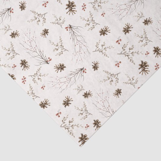 Boho Woodland Winterberry Pattern Seidenpapier (Ausschnitt)