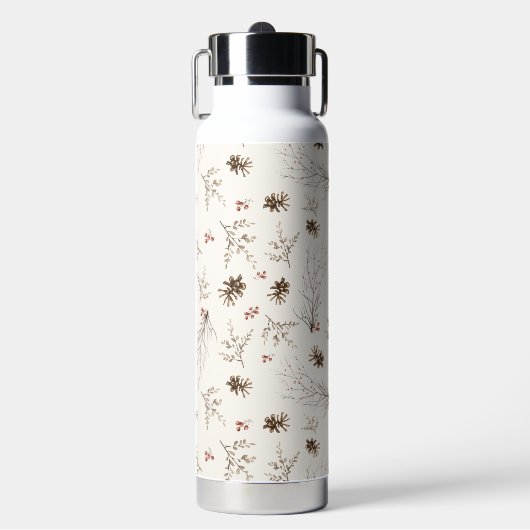 Boho Woodland Winterberry Pattern Trinkflasche (Vorderseite)