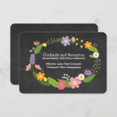 Boho Woodland Wreath auf Chalkboard Wedding Begleitkarte (Vorne/Hinten)