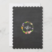 Boho Woodland Wreath auf Chalkboard Wedding Einladung (Rückseite)