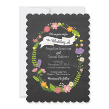 Boho Woodland Wreath auf Chalkboard Wedding