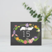 Boho Woodland Wreath auf Chalkboard Wedding Postkarte (Stehend Vorderseite)