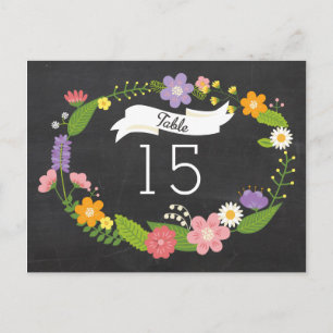 Boho Woodland Wreath auf Chalkboard Wedding Postkarte