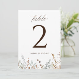 Boho Woodsy Field Wildblume Hochzeiten Tischnummer
