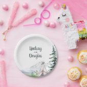 Boho Woodsy Mountains Adventure Wedding Pappteller (Party)