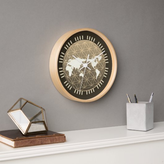 Boho World Map Clock Uhr (Büro)