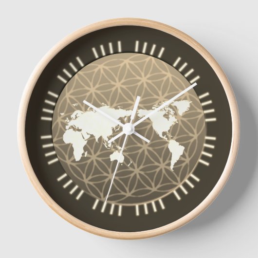 Boho World Map Clock Uhr (Vorderseite)