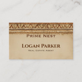 Boho Woven Texture Real Estate Business Card Visitenkarte