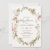 Boho Wreath Baby Shower Einladung (Vorderseite)