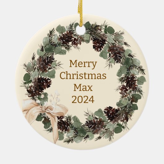 Boho Wreath Foto Keepake Keramik Ornament (Hinten)