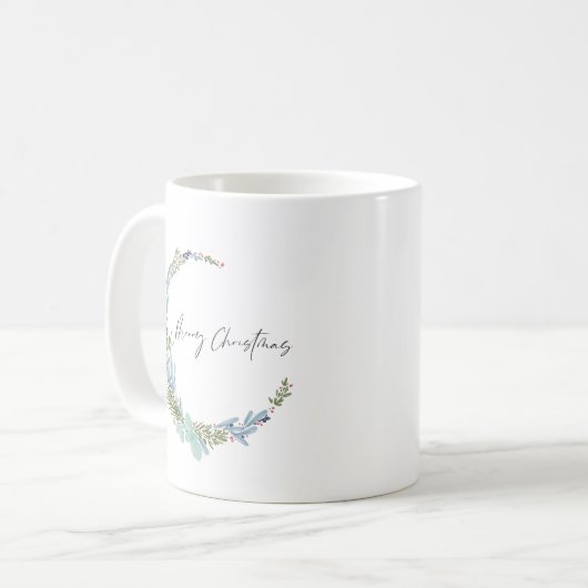 Boho Wreath frohe Weihnachten Modernes Design Kaffeetasse (Vorderseite Links)