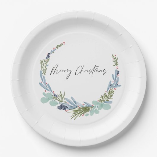 Boho Wreath frohe Weihnachten Modernes Design Pappteller (Vorderseite)