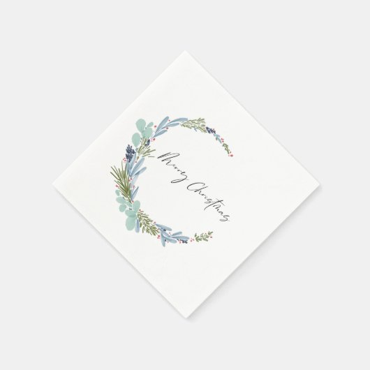 Boho Wreath frohe Weihnachten Modernes Design Serviette (Ecke)