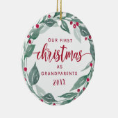 Boho Wreath Großeltern Erstes Weihnachtsfest Foto Keramik Ornament (Rechts)