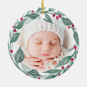 Boho Wreath Großeltern Erstes Weihnachtsfest Foto Keramik Ornament (Hinten)