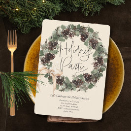 Boho Wreath mit Bow Holiday Party Feiertagskarte