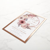 Boho Wreath noch in Liebe Vow Renewal Rose Gold Folieneinladung (Gedreht)