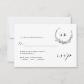 Boho Wreath on White Modern Wedding RSVP Card Karte (Vorderseite)
