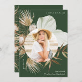 Boho Wreath One Foto Graduation Party Einladung (Vorne/Hinten)