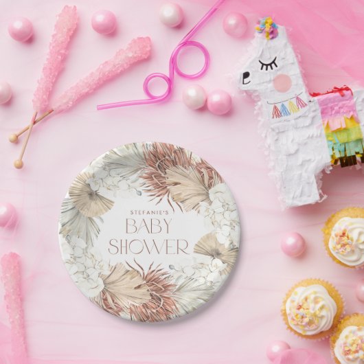 Boho Wreath Palm Blätter und Orchids Babydusche Pappteller (Party)