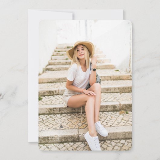 Boho Wreath Two Foto Abschluss Ankündigung (Rückseite)