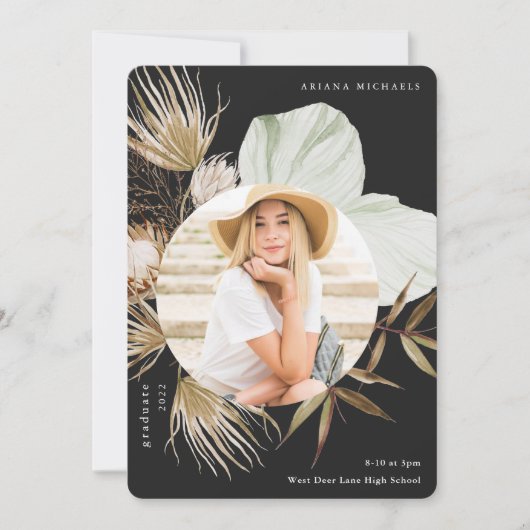 Boho Wreath Two Foto Abschluss Ankündigung (Vorderseite)