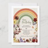 Boho wunderbar wilde Blumen Regenbogen Geburtstag Einladung (Vorderseite)
