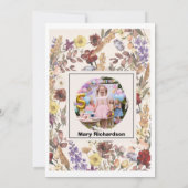 Boho wunderbar wilde Blumen Regenbogen Geburtstag Einladung (Rückseite)