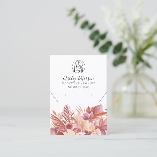 Boho Wüste Blumen Logo Schmuck Ohrring Halskette Visitenkarte (Stehend Vorderseite)