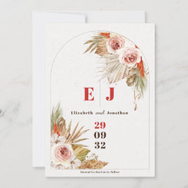 Boho Wüste Blumenzunge Erde Töne Terrakotta Hochze Save The Date