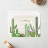 Boho Wüste Cacti Wasserfarben Florenkaktus Mitteilungskarte (Vorderseite/Rückseite Beispiel)